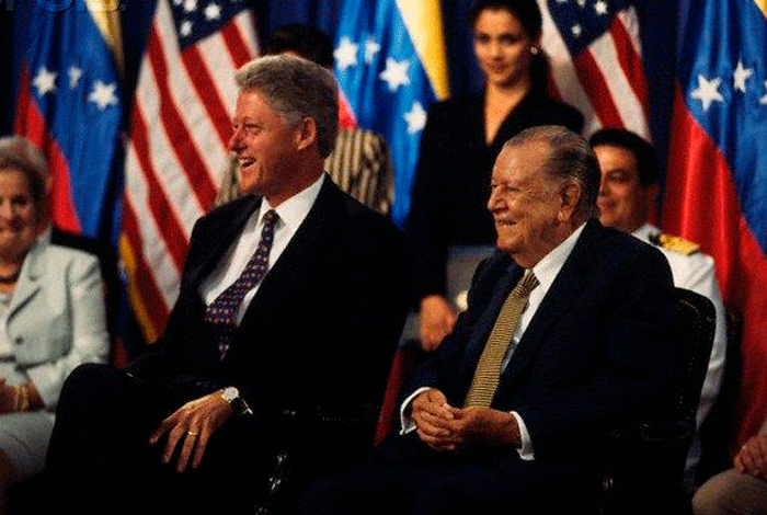 Bill Clinton y Rafael Caldera. Cortesía