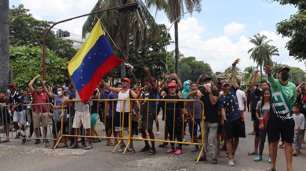 Venezolanos migrantes presionan en Tapachula Chiapas, México