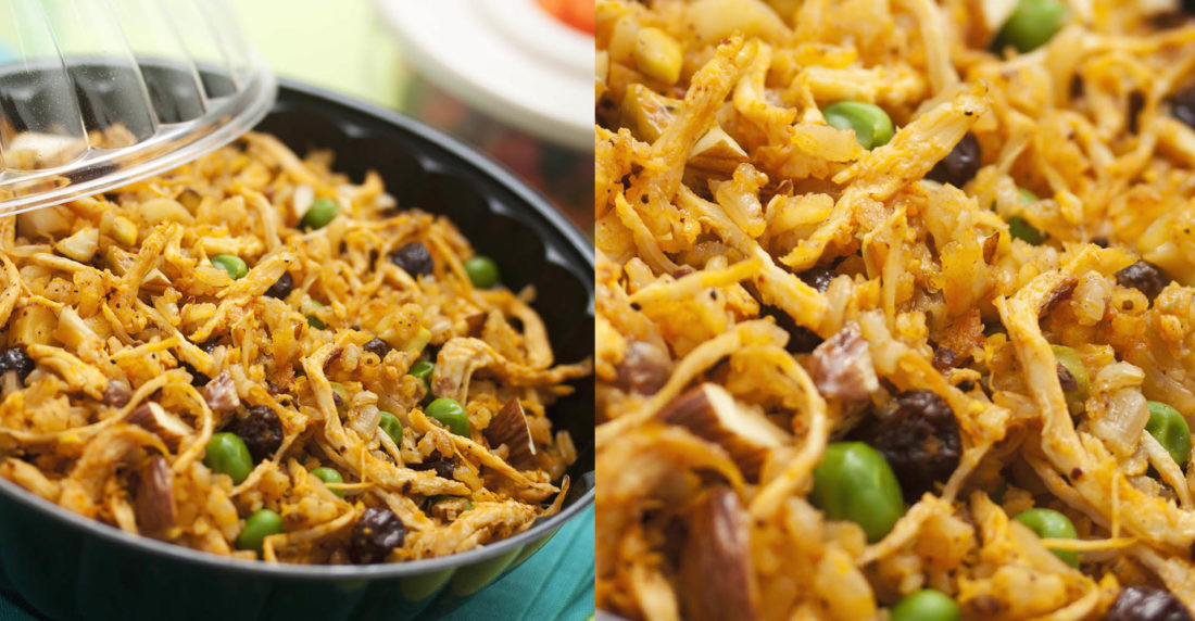 arroz, onoto, pollo