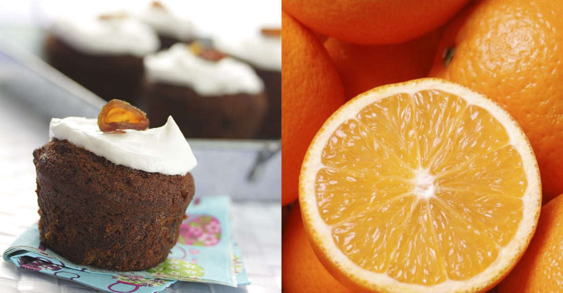 budín, dátiles, naranja