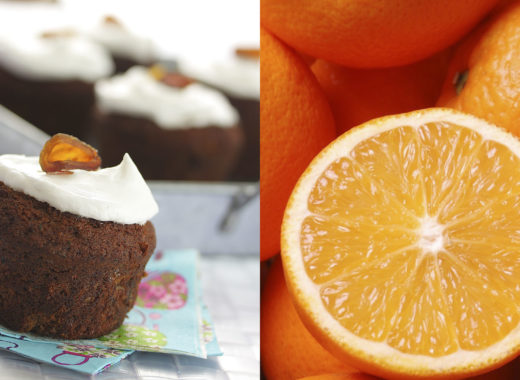 budín, dátiles, naranja