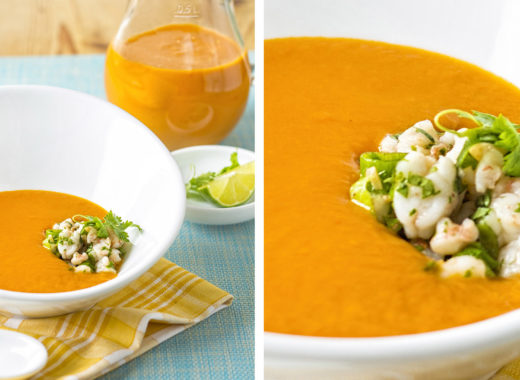 crema, camarones, sopa