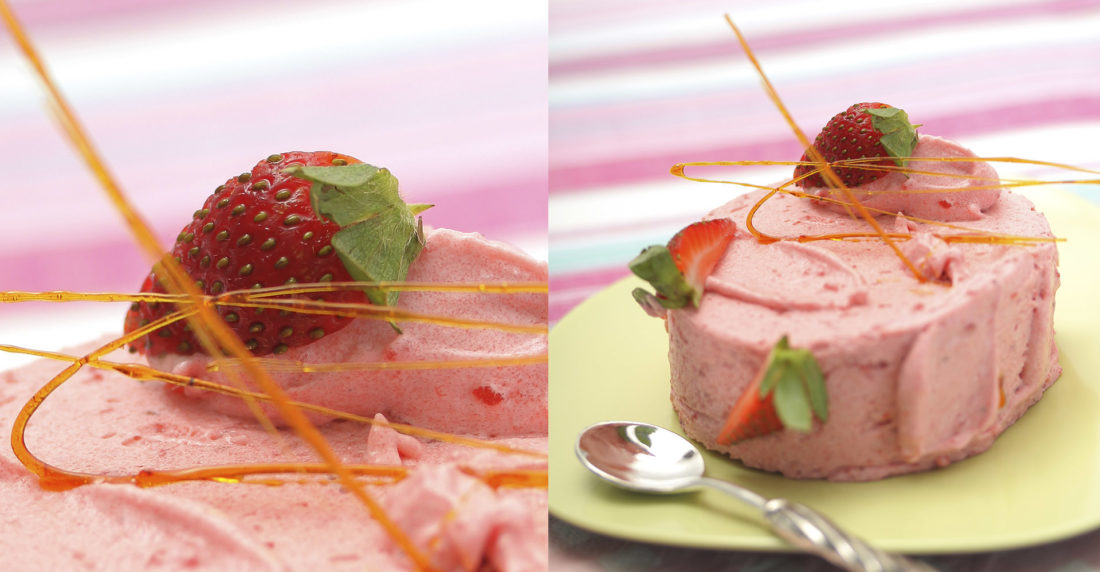 mousse, fresas