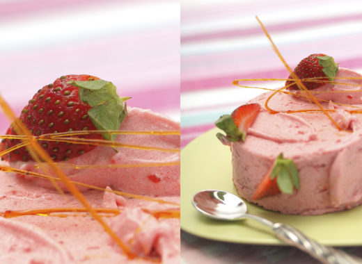 mousse, fresas