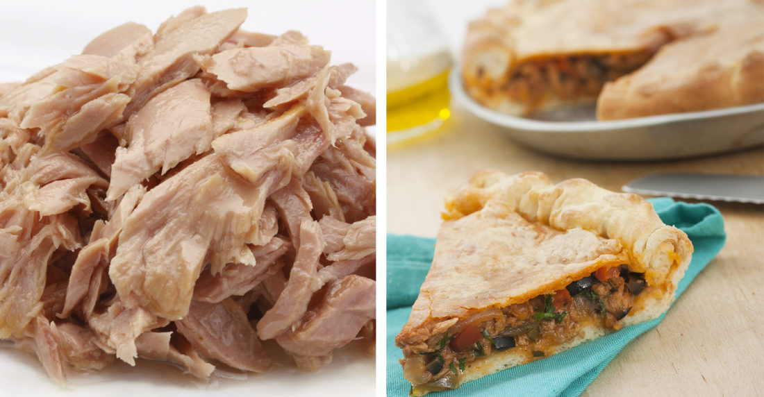 pastel, atún, aceitunas