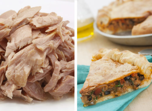 pastel, atún, aceitunas