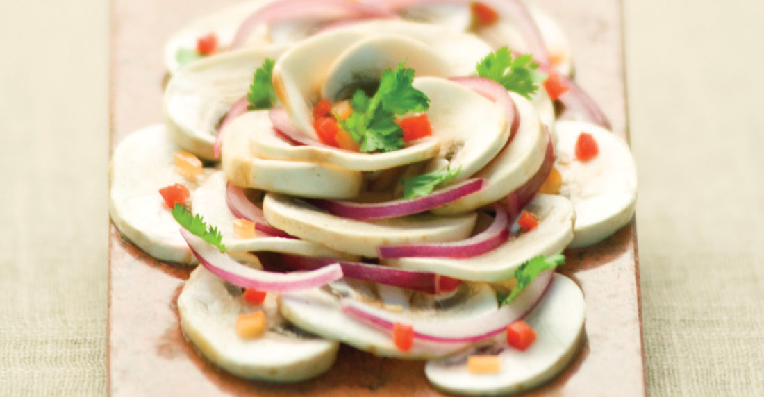 ceviche, champiñones