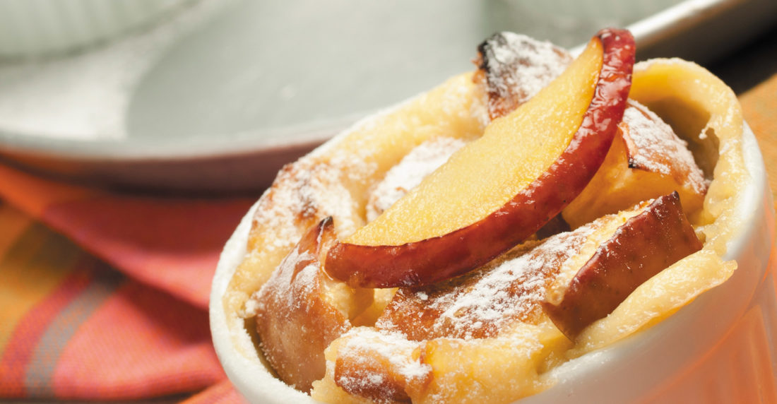 pudín, pan, mantequilla, pera, postre