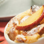 pudín, pan, mantequilla, pera, postre