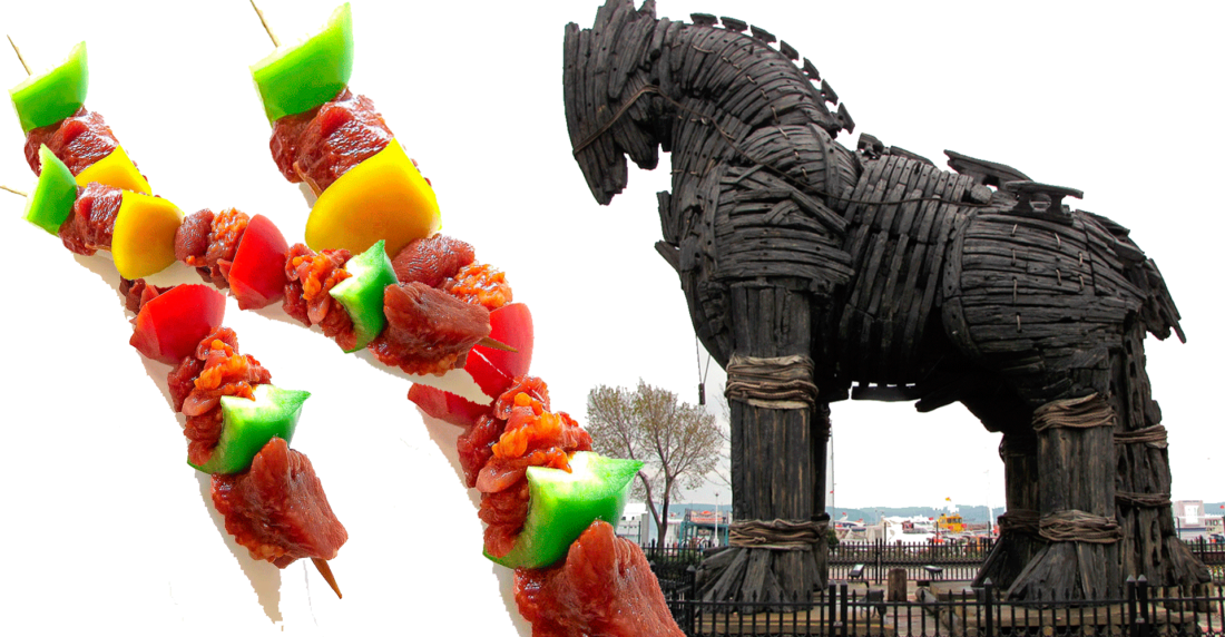 caballo de troya, troya, brochetas, pinchos, homero
