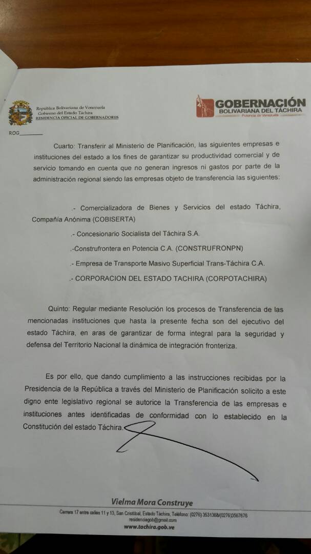 Documento de gobernación