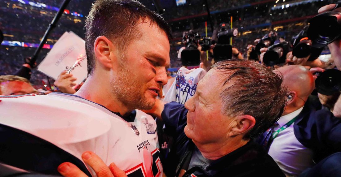 Bill Belichick y Tom Brady de los Patriotas de Nueva Inglaterra