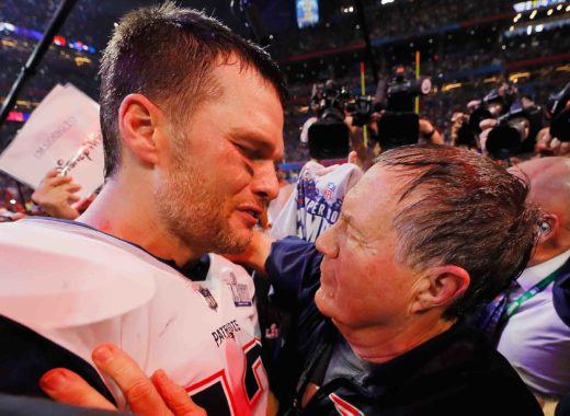 Bill Belichick y Tom Brady de los Patriotas de Nueva Inglaterra