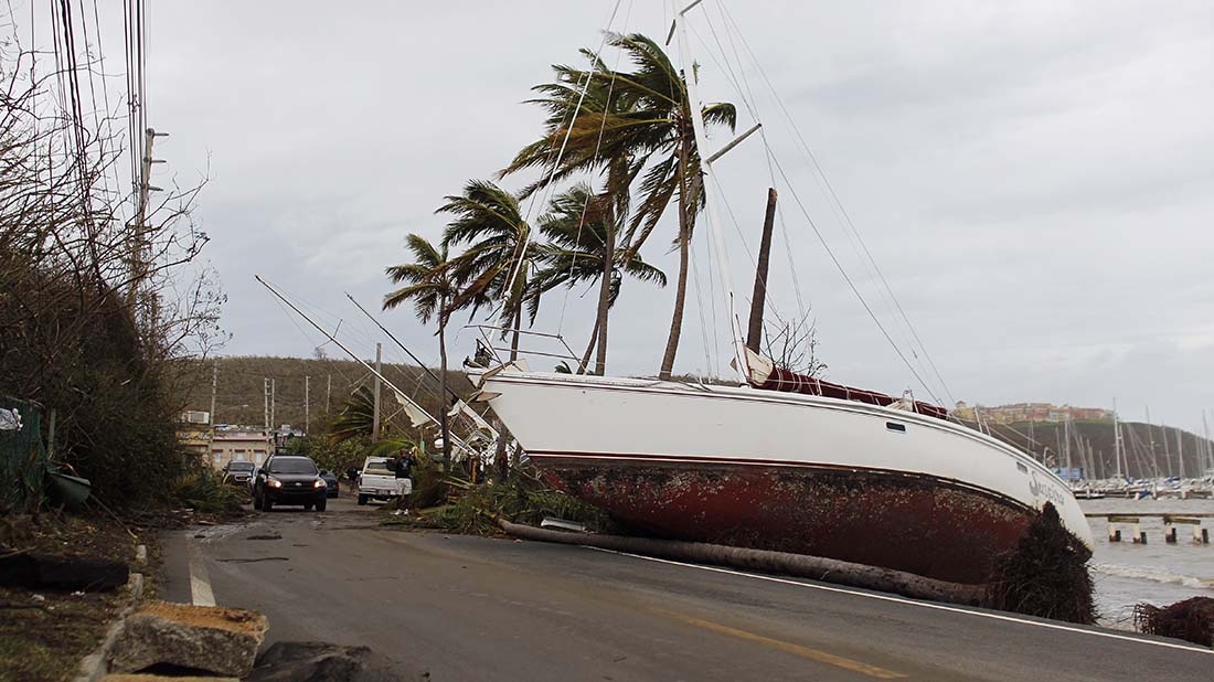 Aftermaths after hurricane Maria hit the Caribbean islands
