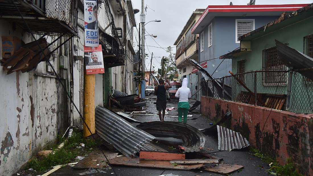 Aftermaths after hurricane Maria hit the Caribbean islands