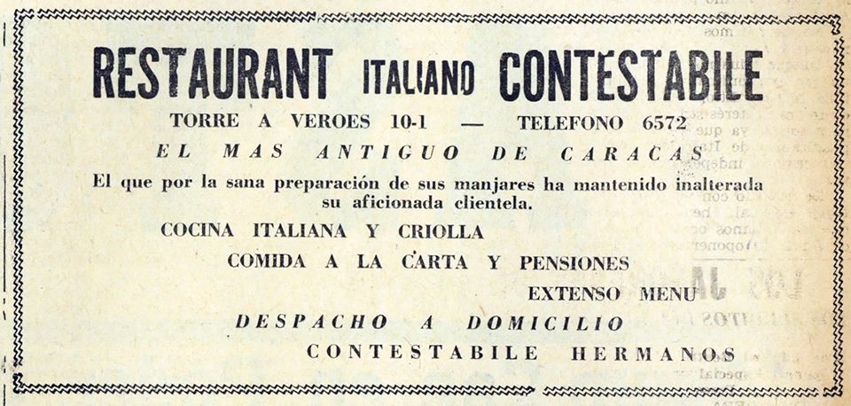 Alberto Restaurante italiano Contestabile Torre a Veroes- Caracas 1890 circa