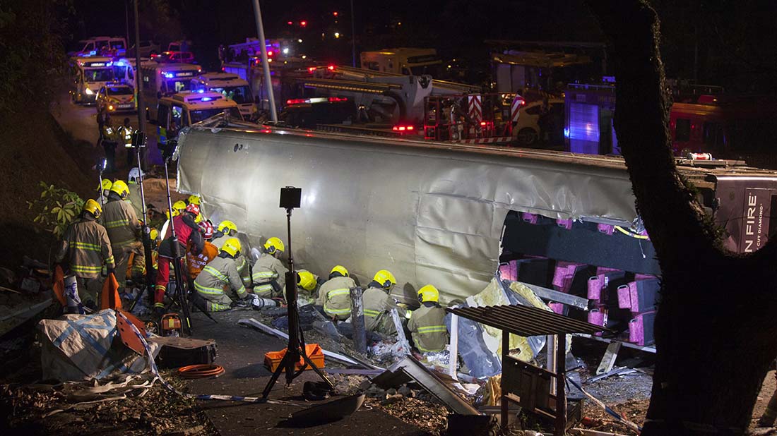 At least 18 killed in Hong Kong bus crash