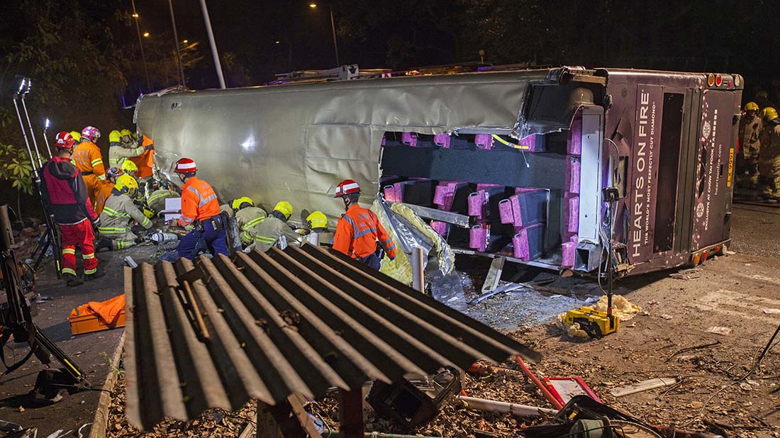 At least 18 killed in Hong Kong bus crash