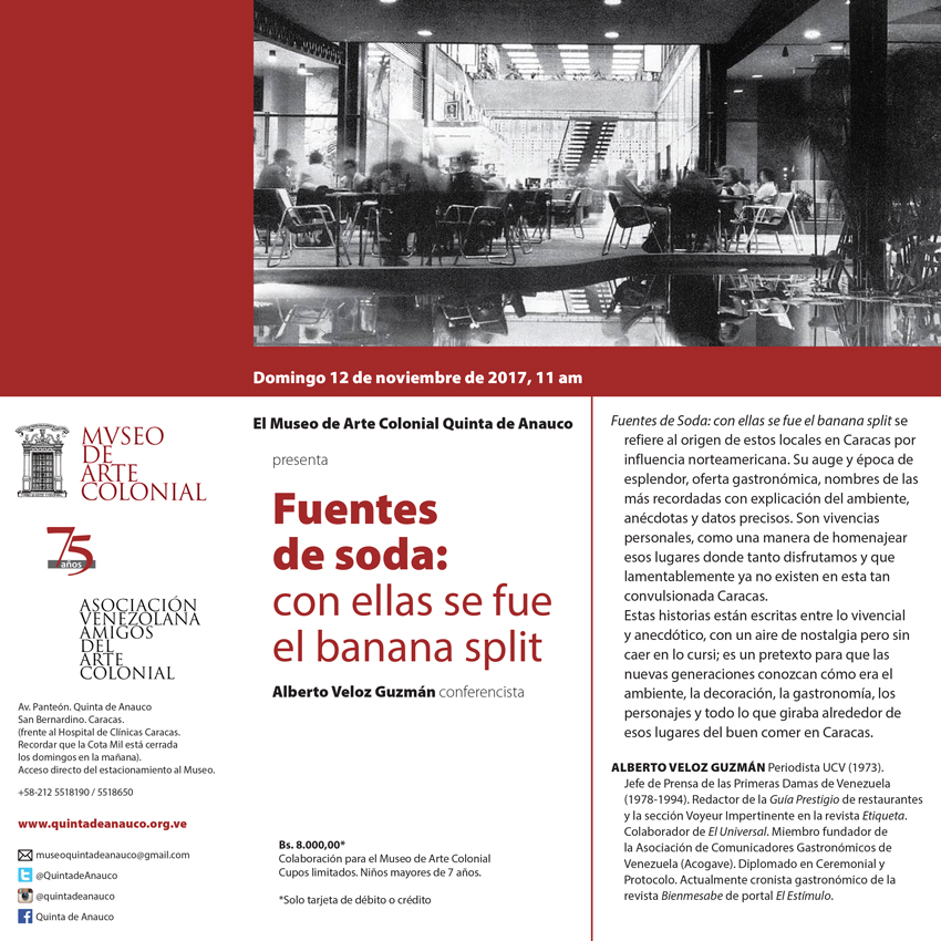 Invitación charla sobre Fuentes de Soda