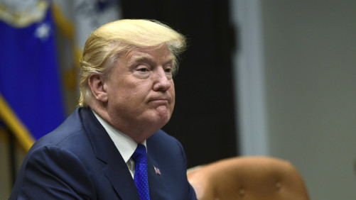 President Donald Trump pauses as the media departs after he spoke in the Roosevelt Room of the White House in Washington, Tuesday, Nov. 28, 2017, during a meeting with Republican congressional leaders. (AP Photo/Susan Walsh)