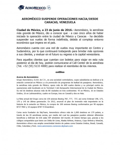 aeromexico comunicado
