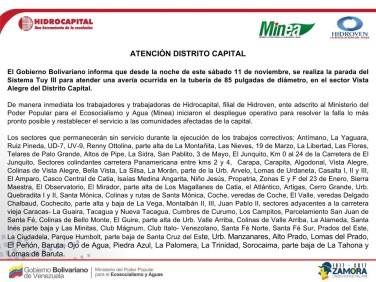 comunicado hidrocapital