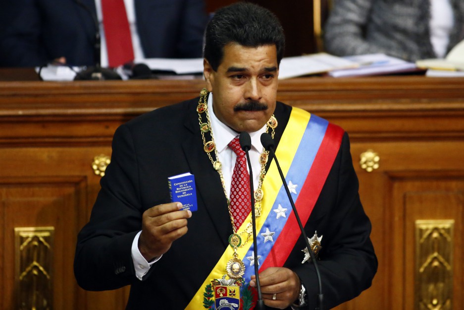Venezuelan President Nicolas Maduro speaks at the National Assembly in Caracas