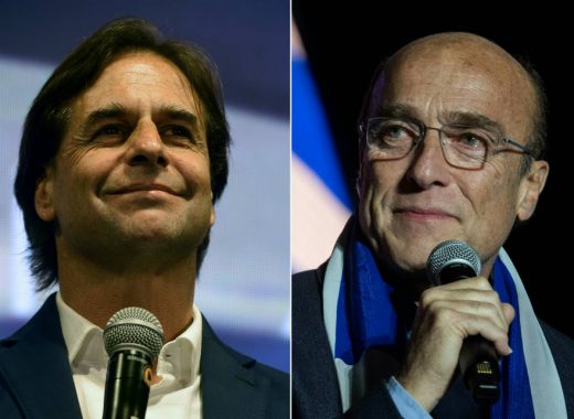 Luis Lacalle Pou y Daniel Martínez, candidatos presidenciales uruguayos. Foto: AFP