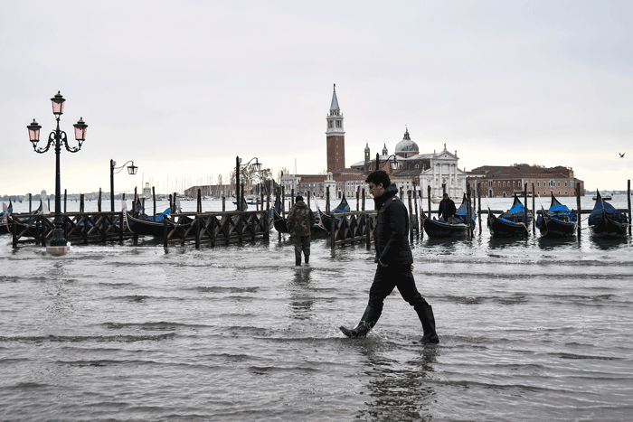 Inundación en Venecia 2019. Foto: AFP