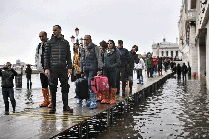 Inundación en Venecia 2019. Foto: AFP