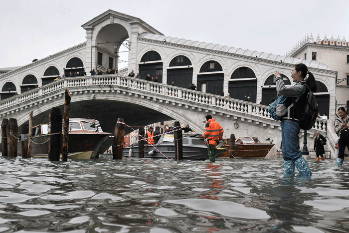 Inundación en Venecia 2019. Foto: AFP