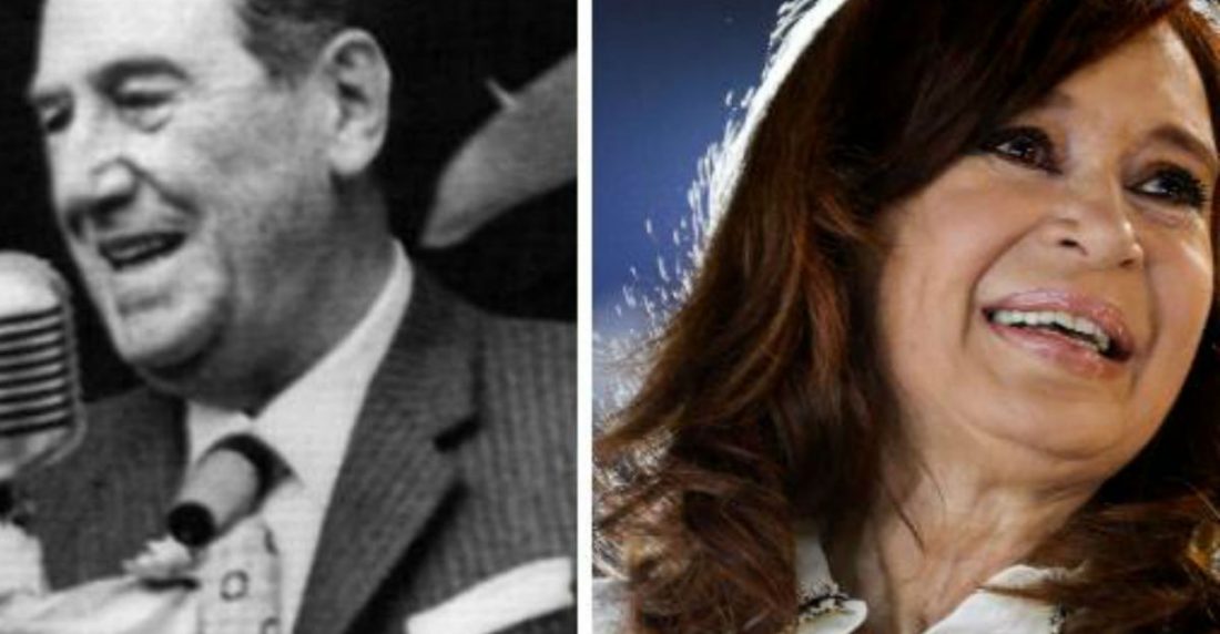 Juan Domingo Perón y Cristina Fernández. Foto: Hoy