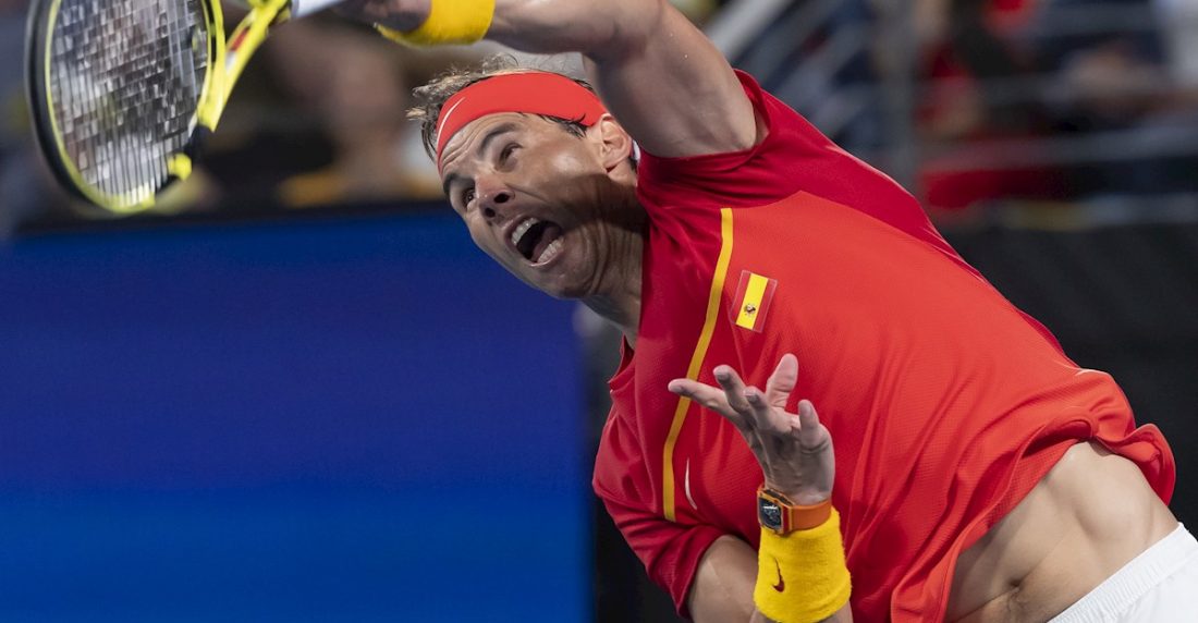 Sydney (Australia), 11/01/2020.- Rafael Nadal of Spain in action against Alex De Minaur of Australia during the semi-final on day nine of the ATP Cup tennis tournament at Ken Rosewall Arena in Sydney, New South Wales, Australia, 11 January 2020. (Tenis, España) EFE/EPA/CRAIG GOLDING AUSTRALIA AND NEW ZEALAND OUT