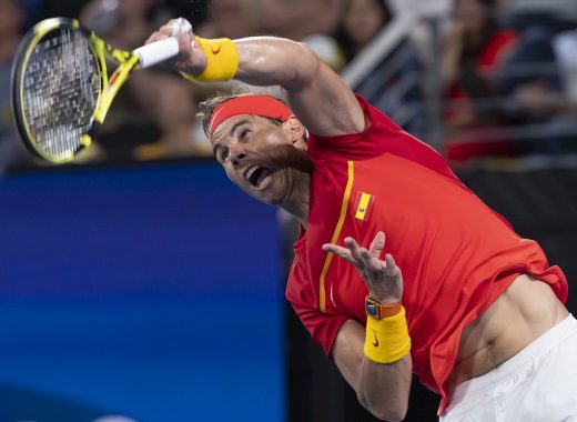 Sydney (Australia), 11/01/2020.- Rafael Nadal of Spain in action against Alex De Minaur of Australia during the semi-final on day nine of the ATP Cup tennis tournament at Ken Rosewall Arena in Sydney, New South Wales, Australia, 11 January 2020. (Tenis, España) EFE/EPA/CRAIG GOLDING AUSTRALIA AND NEW ZEALAND OUT