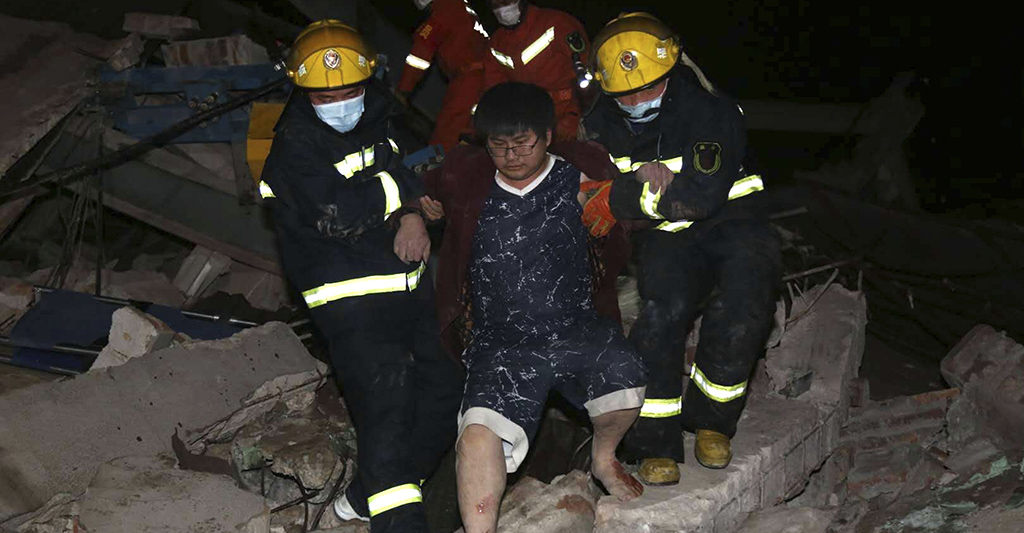 Derrumbe de hotel con personas en cuarentena en China