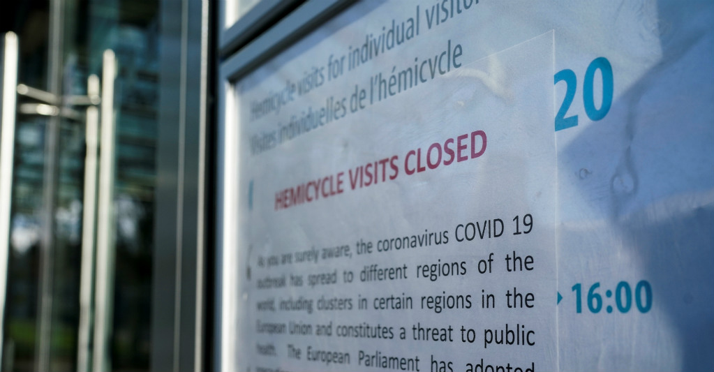 Primer caso de Covid-19 en instituciones europeas. Foto: AFP