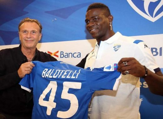 Presidente del Brescia Massimo Cellino con Mario Balotelli