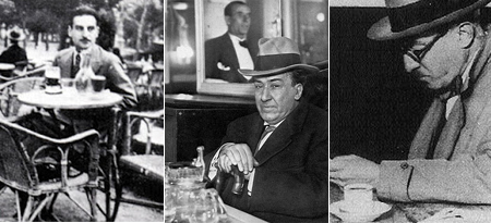 intelectuales en un cafe