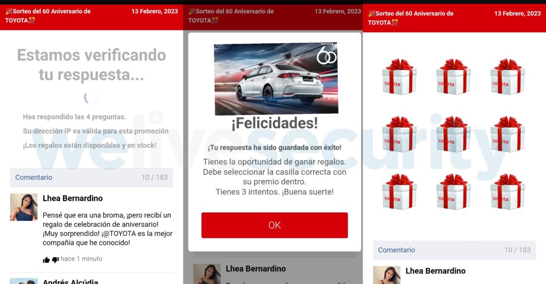 Toyota no está rifando ningún carro
