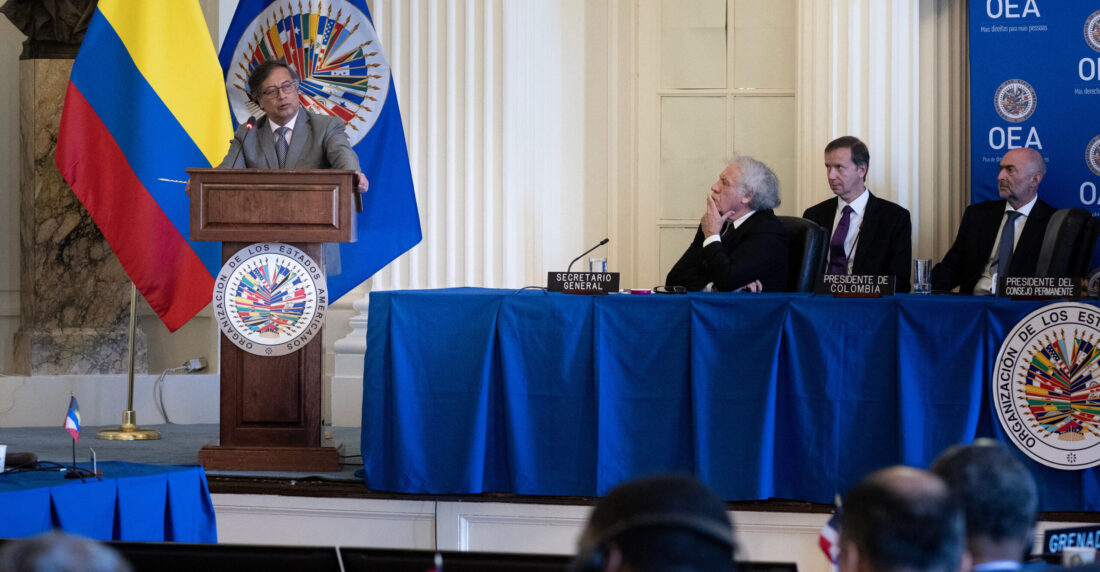 Gustavo Petro en EEUU, habla ante la OEA. AFP