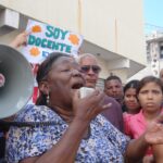 Elsa Castillo, durante protesta en Guarenas. Foto: Defiende Venezuela