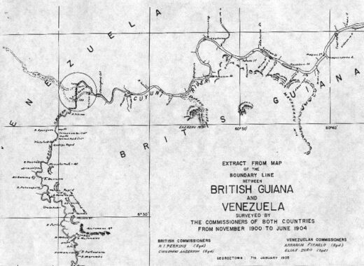 Anaoco, Esequibo, en mapa de 1905