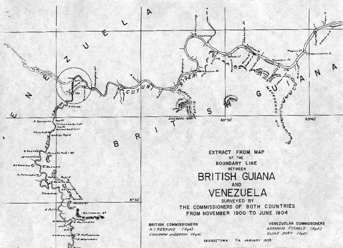 Anaoco, Esequibo, en mapa de 1905
