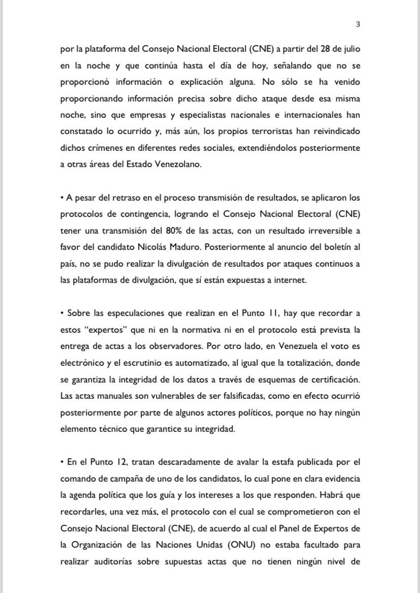 CNE le responde al panel de expertos de la ONU por X y luego borra el ...