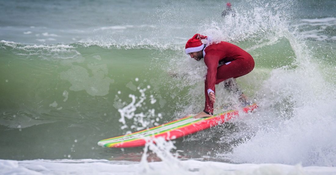 surfing santas