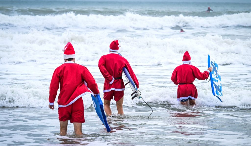 surfing santas