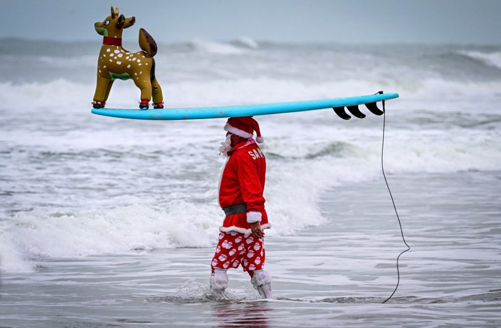 surfing santas