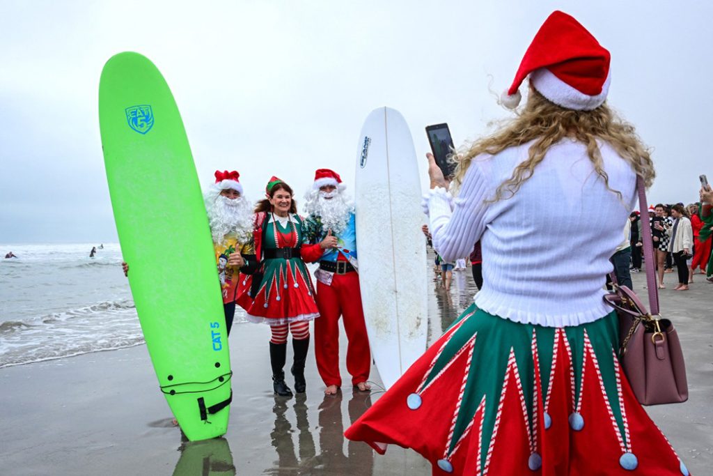 surfing santas