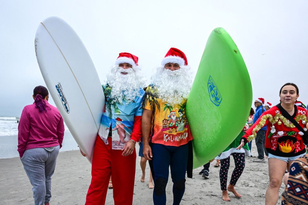 surfing santas
