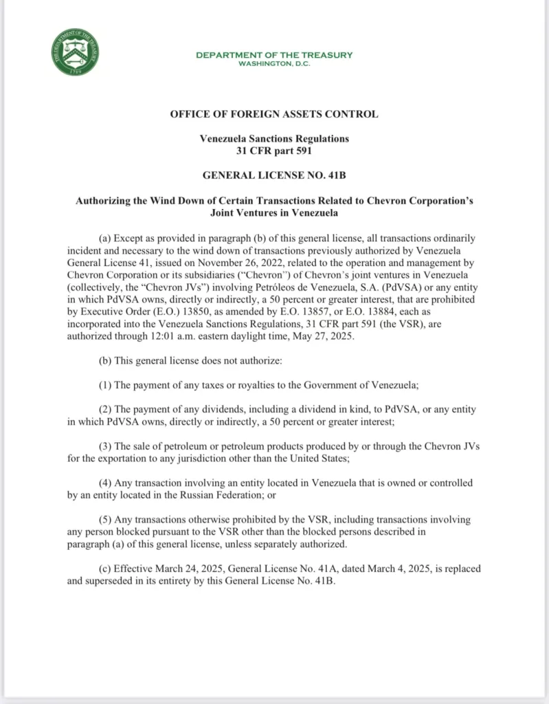 chevron licencia ofac
